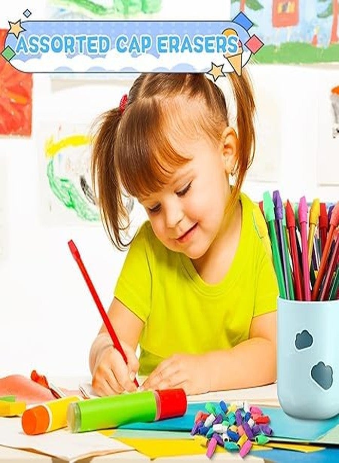 VELUZA ممحاة أقلام رصاص فيلوزا، أغطية ملونة، أغطية ممحاة أقلام رصاص، أدوات دراسية لأقلام الرصاص للأطفال والطلاب والمعلمين والفصول الدراسية (عبوة من 20 قطعة، متعددة الألوان) - Image 2